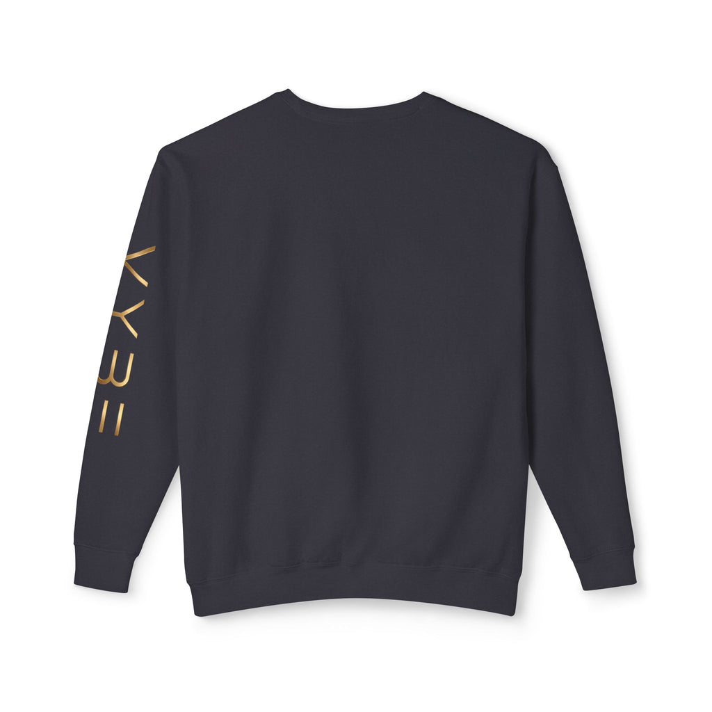 Minimalist White Crewneck Sweatshirt with Gold Sleeve Script