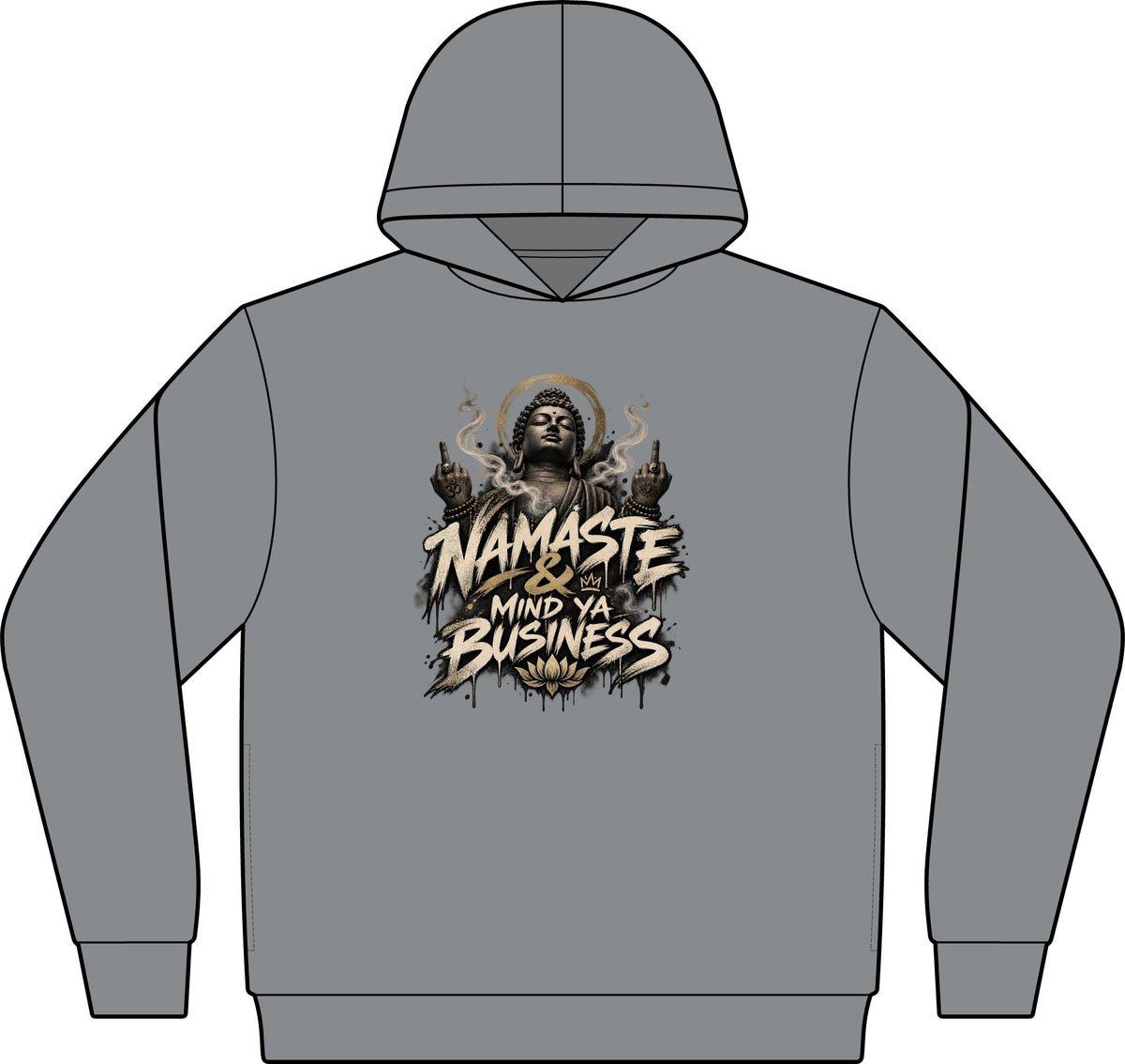 Namaste Mind Ya Business Hoodie — Buddha Graphic Hoodie for Yogis & Streetwear