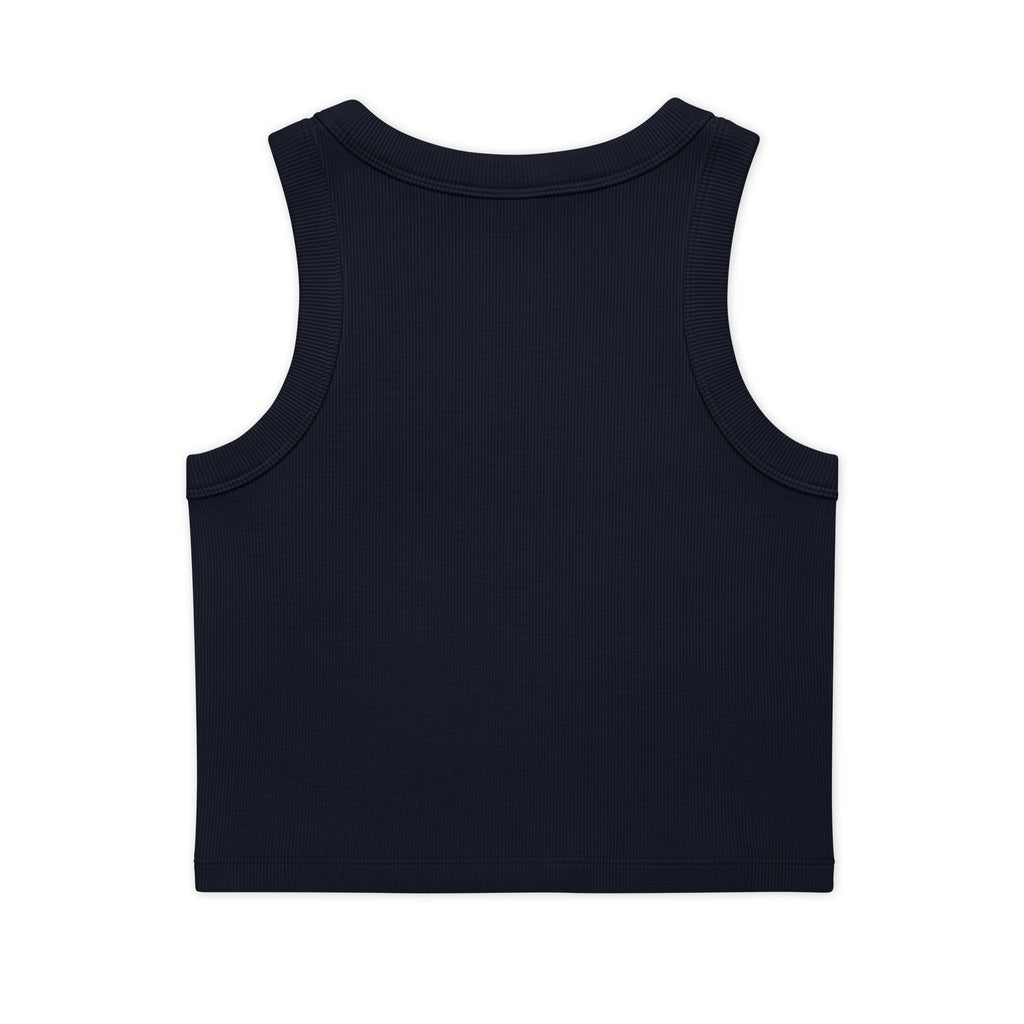 VYBE Gold Logo Rib Crop Tank — Women's Organic Cotton