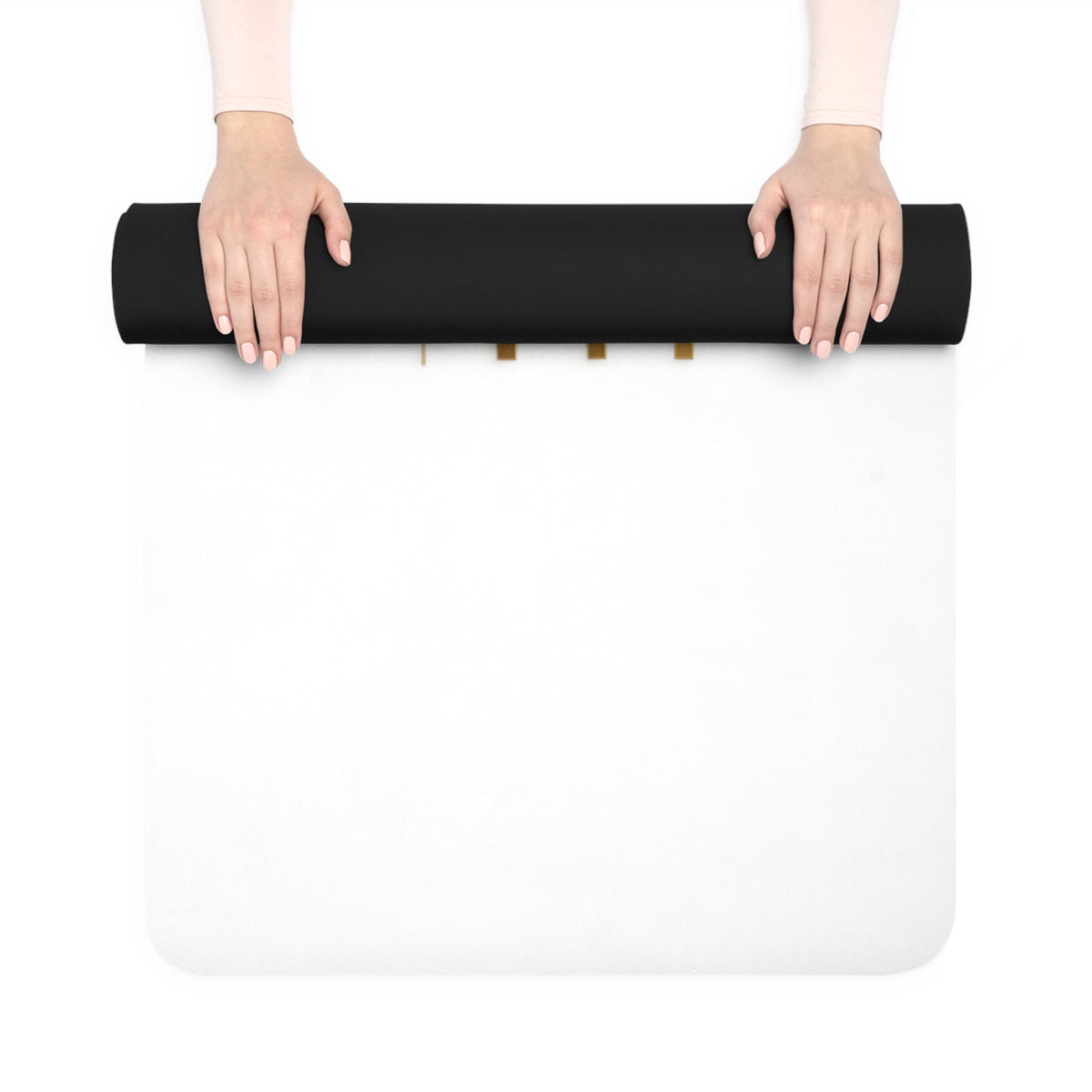 White Rubber Yoga Mat — Gold VYBE Hot Yoga Logo, Non-Slip Exercise Mat for Hot Yoga & Pilates