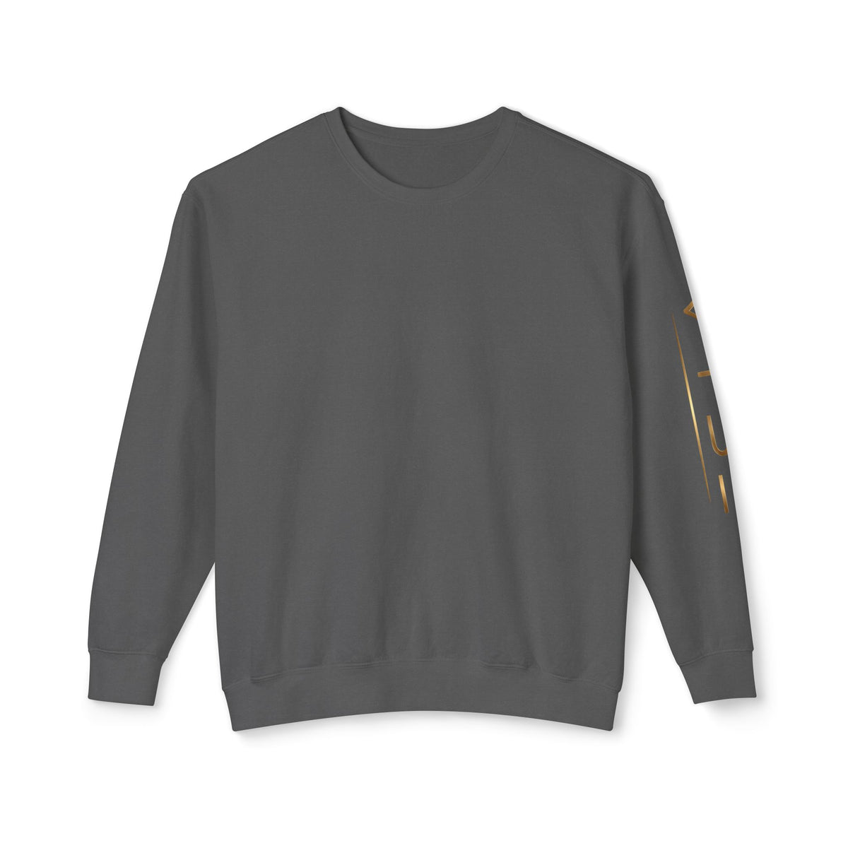 Minimalist White Crewneck Sweatshirt with Gold Sleeve Script