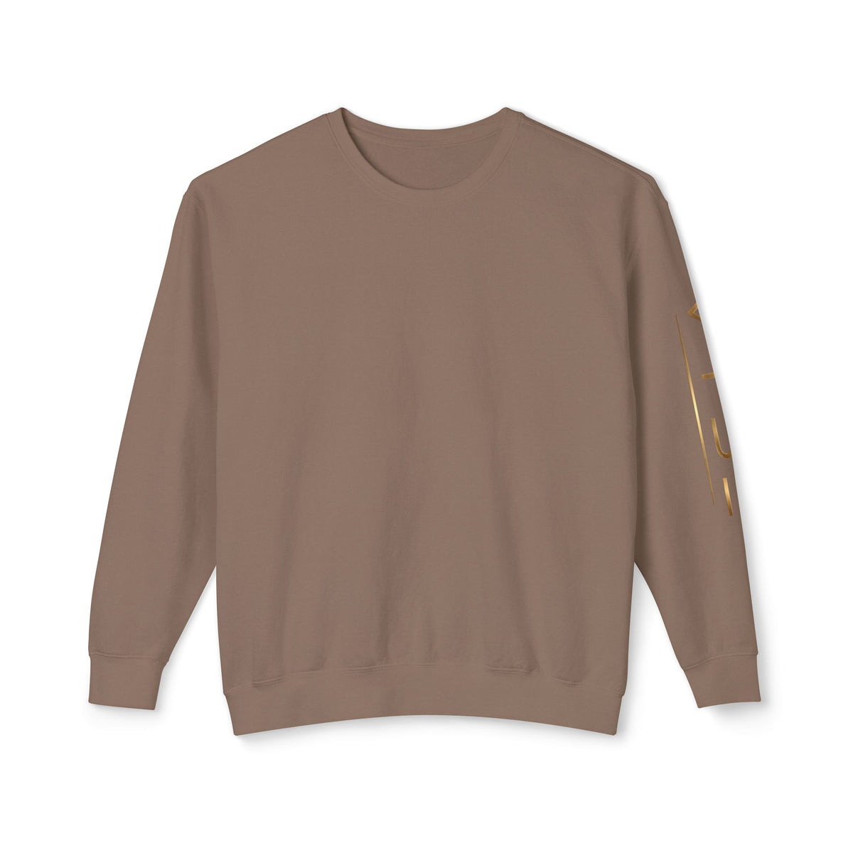 Minimalist White Crewneck Sweatshirt with Gold Sleeve Script