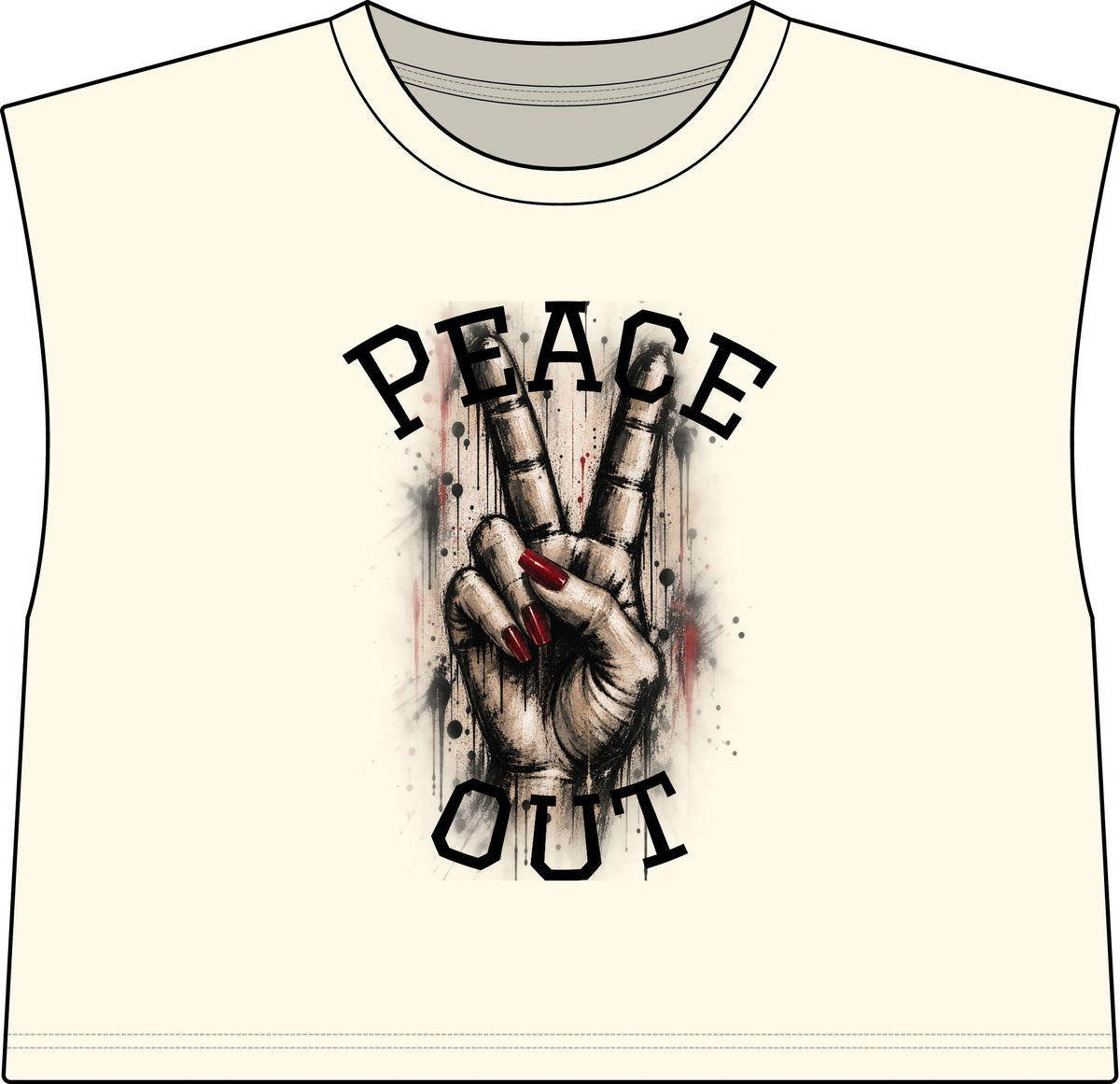 Peace Out Muscle Tee — Women's Cropped Graphic Tank with Peace Sign Design