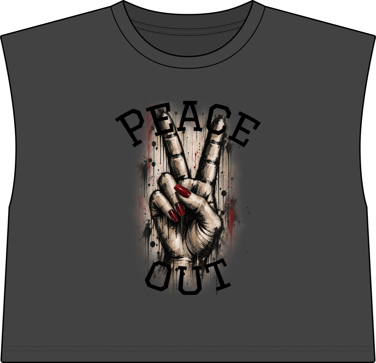 Peace Out Muscle Tee — Women's Cropped Graphic Tank with Peace Sign Design