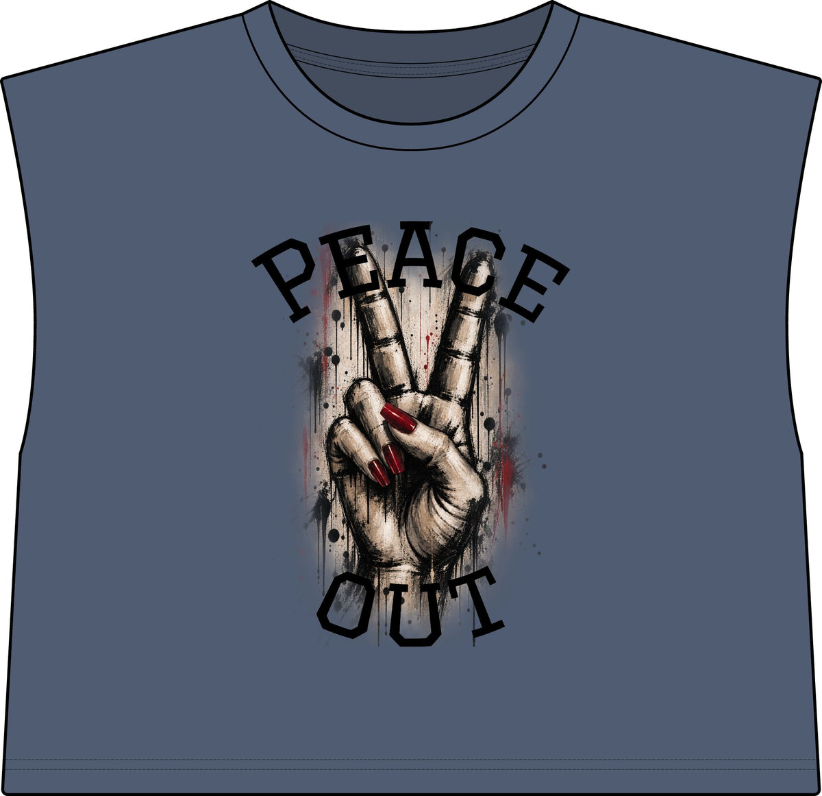 Peace Out Muscle Tee — Women's Cropped Graphic Tank with Peace Sign Design