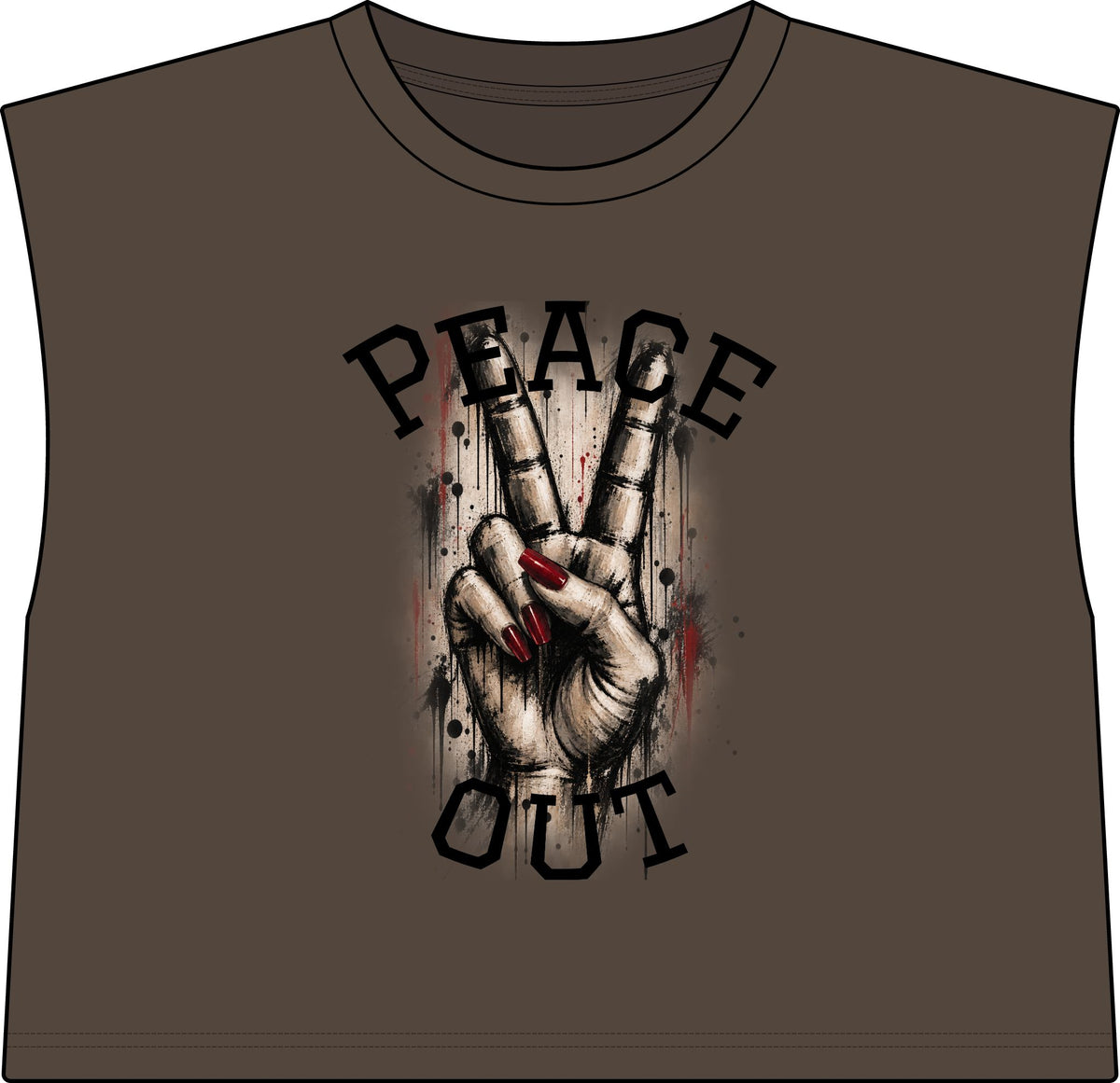 Peace Out Muscle Tee — Women's Cropped Graphic Tank with Peace Sign Design