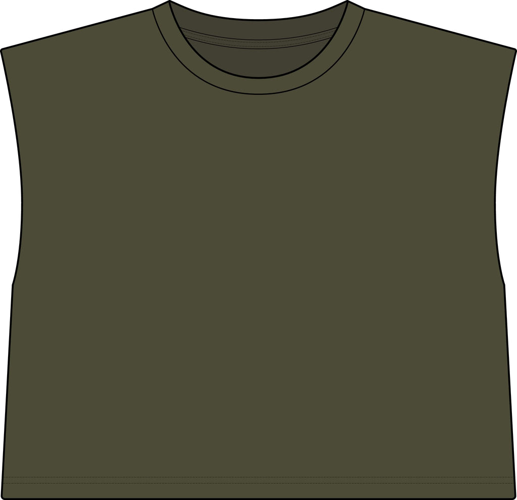 Vybe Muscle Tee — Women's Garment-Dyed Cropped Tank with Gold Logo