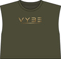 Vybe Muscle Tee — Women's Garment-Dyed Cropped Tank with Gold Logo
