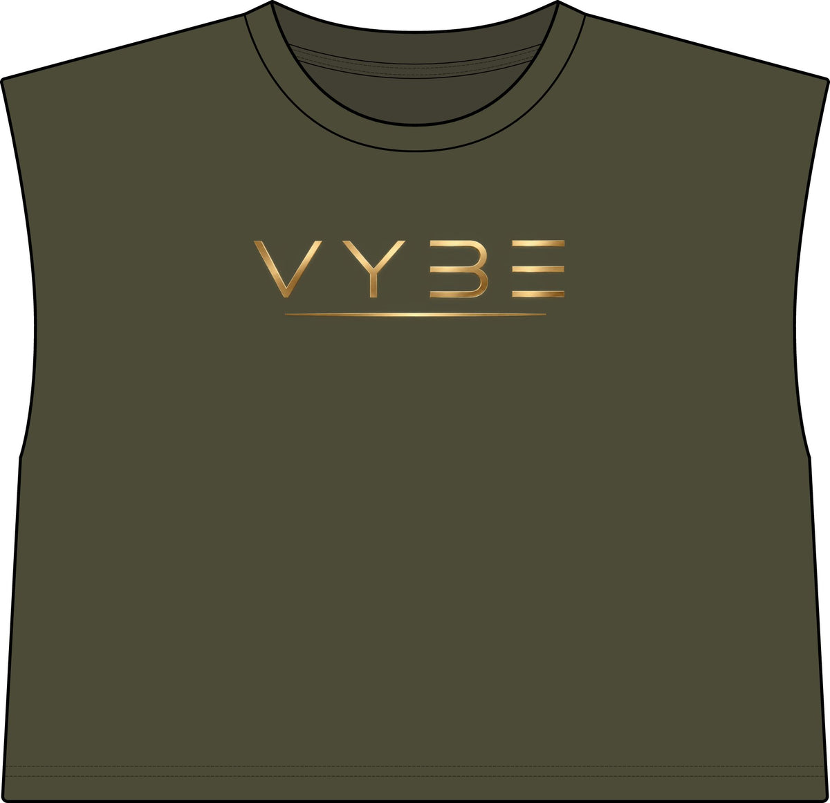 Vybe Muscle Tee — Women's Garment-Dyed Cropped Tank with Gold Logo