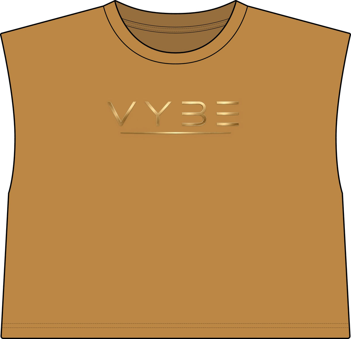 Vybe Muscle Tee — Women's Garment-Dyed Cropped Tank with Gold Logo