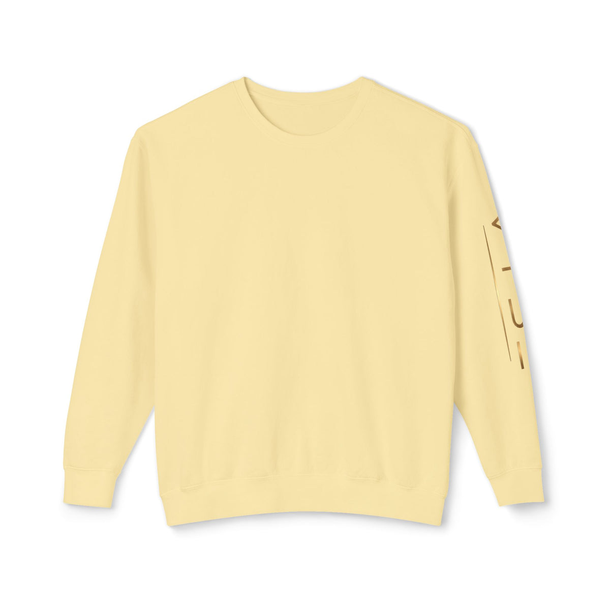 Minimalist White Crewneck Sweatshirt with Gold Sleeve Script