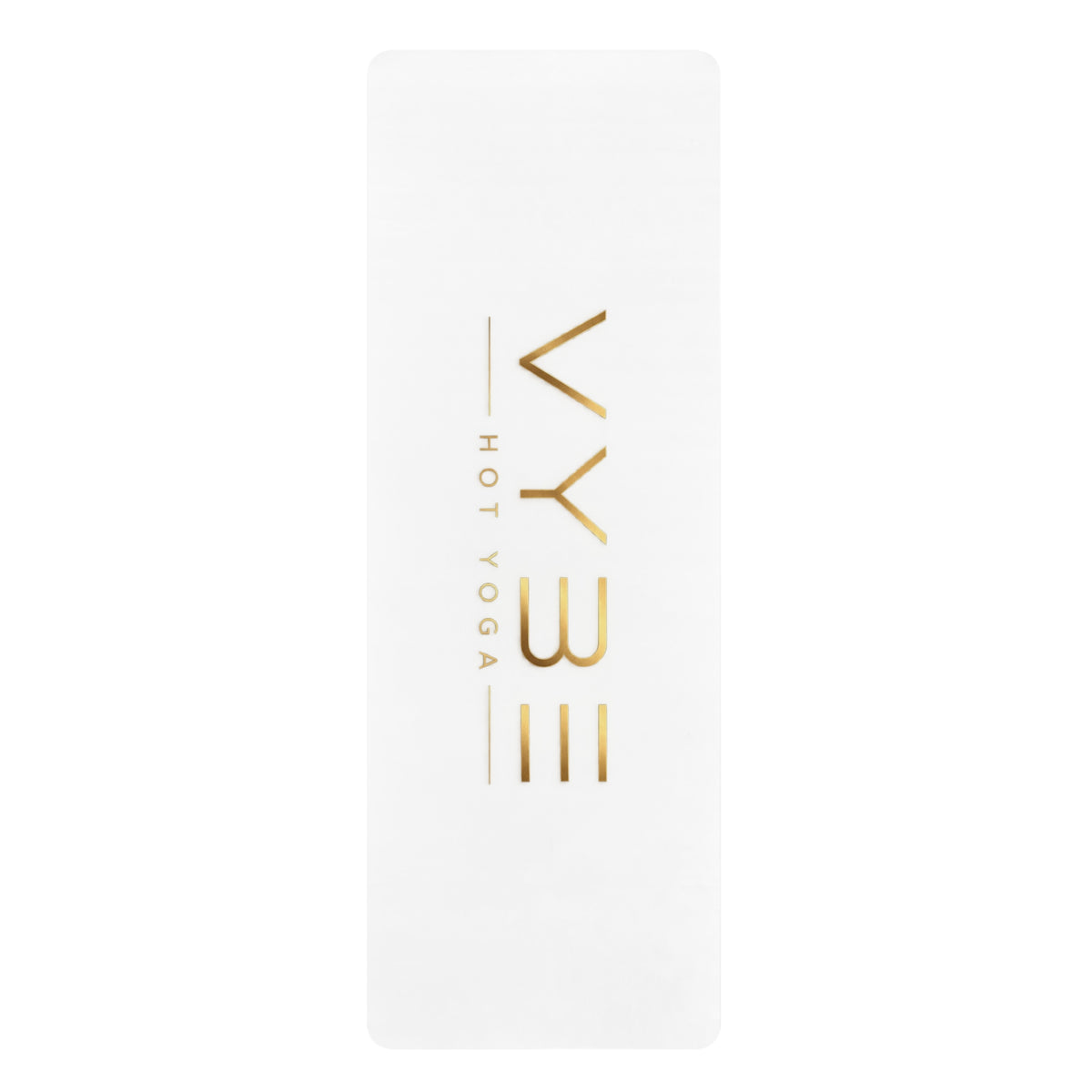 White Rubber Yoga Mat — Gold VYBE Hot Yoga Logo, Non-Slip Exercise Mat for Hot Yoga & Pilates