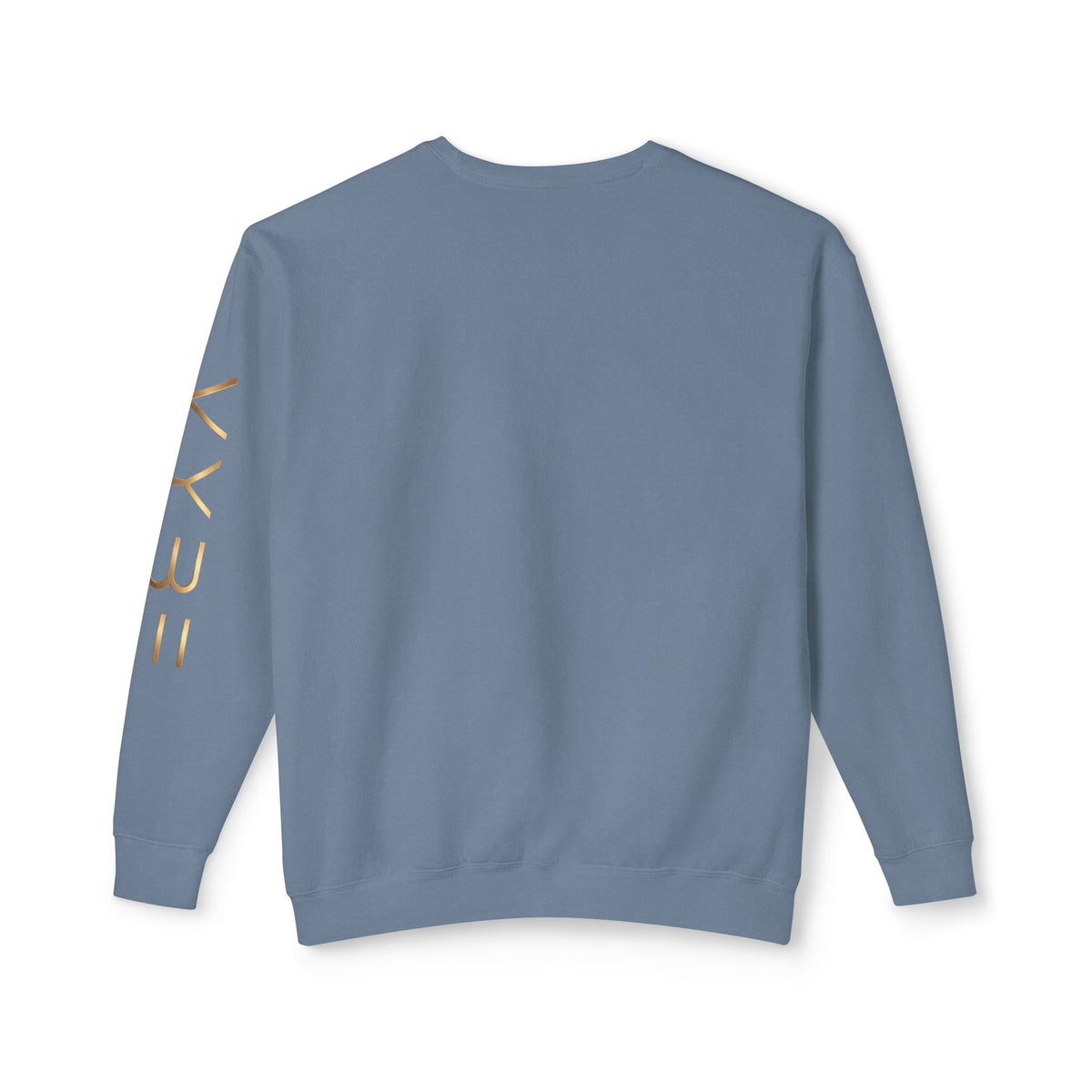 Minimalist White Crewneck Sweatshirt with Gold Sleeve Script