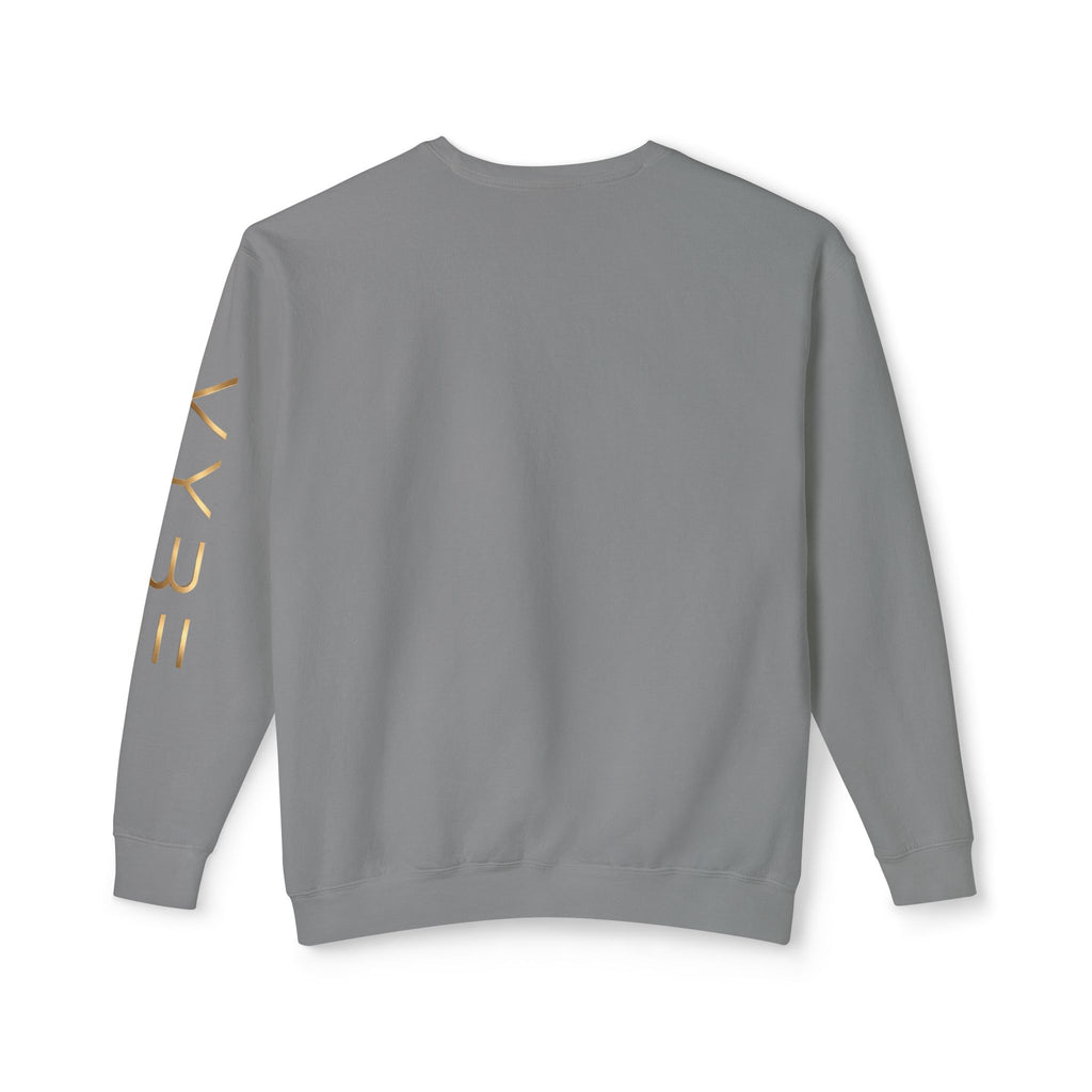 Minimalist White Crewneck Sweatshirt with Gold Sleeve Script
