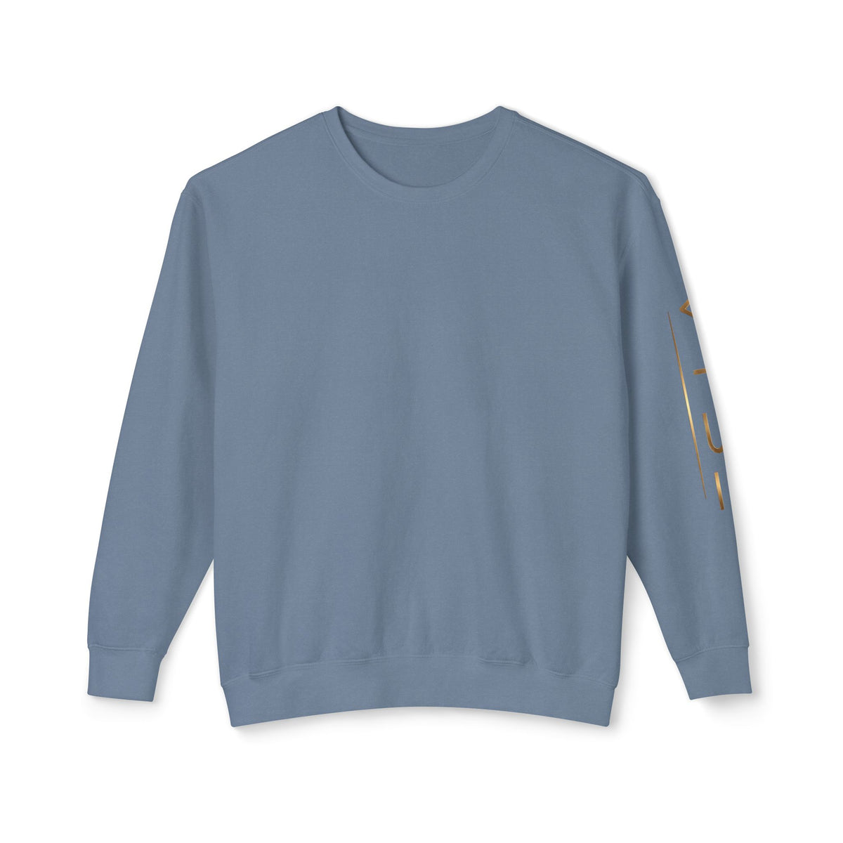 Minimalist White Crewneck Sweatshirt with Gold Sleeve Script