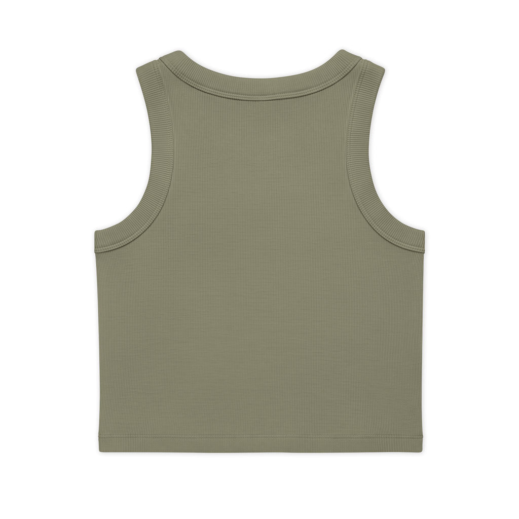 VYBE Gold Logo Rib Crop Tank — Women's Organic Cotton