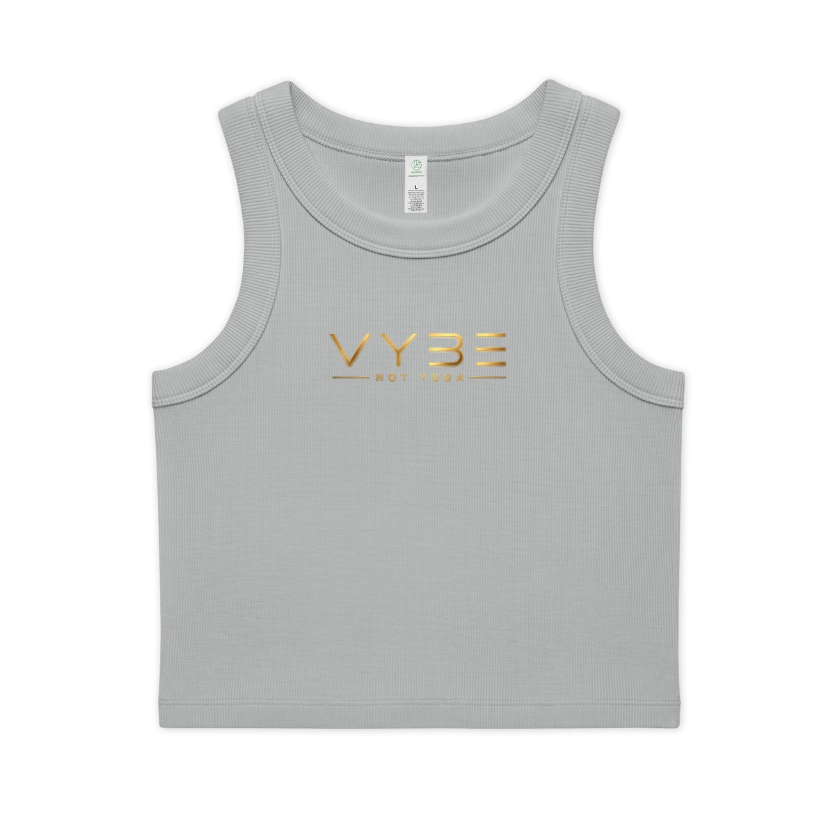 VYBE Gold Logo Rib Crop Tank — Women's Organic Cotton