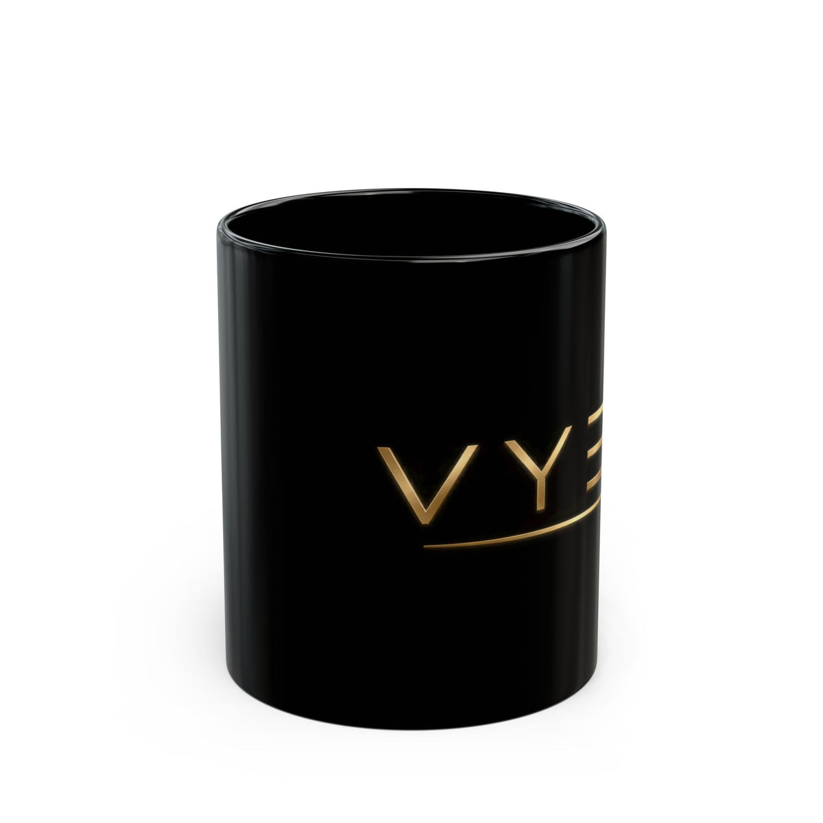 Black Ceramic Mug – Gold 'VYBE' Luxury Coffee Cup (11oz, 15oz)