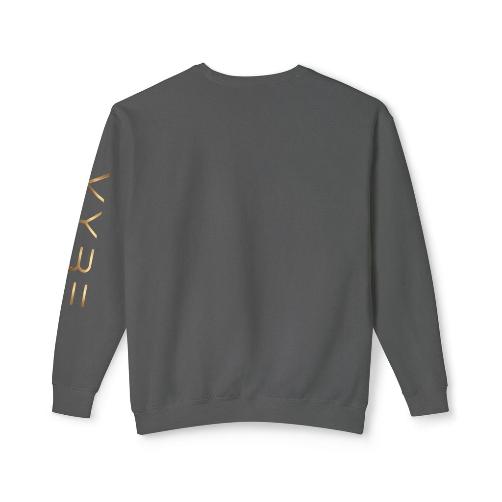 Minimalist White Crewneck Sweatshirt with Gold Sleeve Script