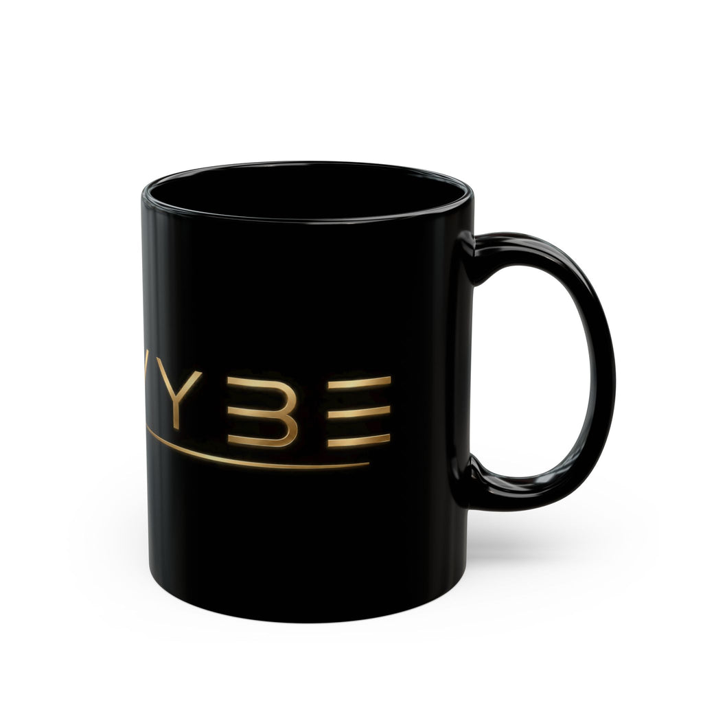 Black Ceramic Mug – Gold 'VYBE' Luxury Coffee Cup (11oz, 15oz)