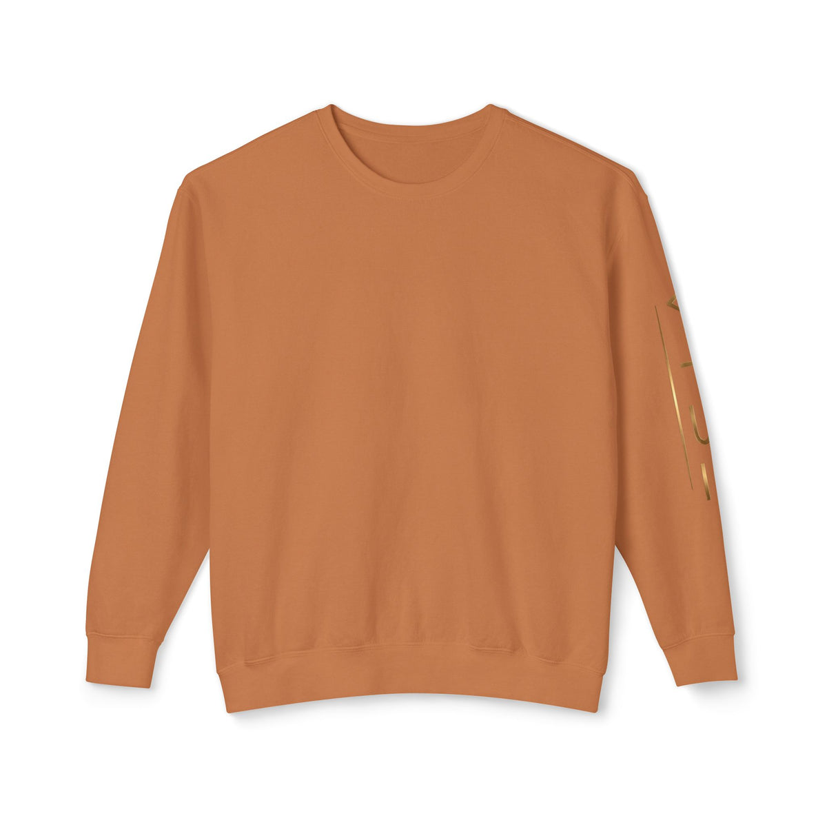 Minimalist White Crewneck Sweatshirt with Gold Sleeve Script