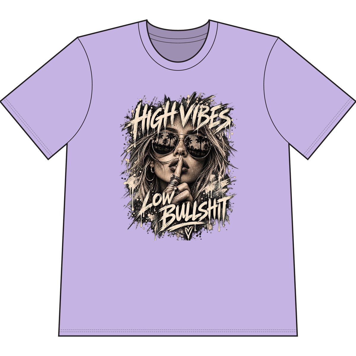 High Vibes Low Bullshit T-Shirt — Retro Graphic Tee for Free-Spirited Women & Men