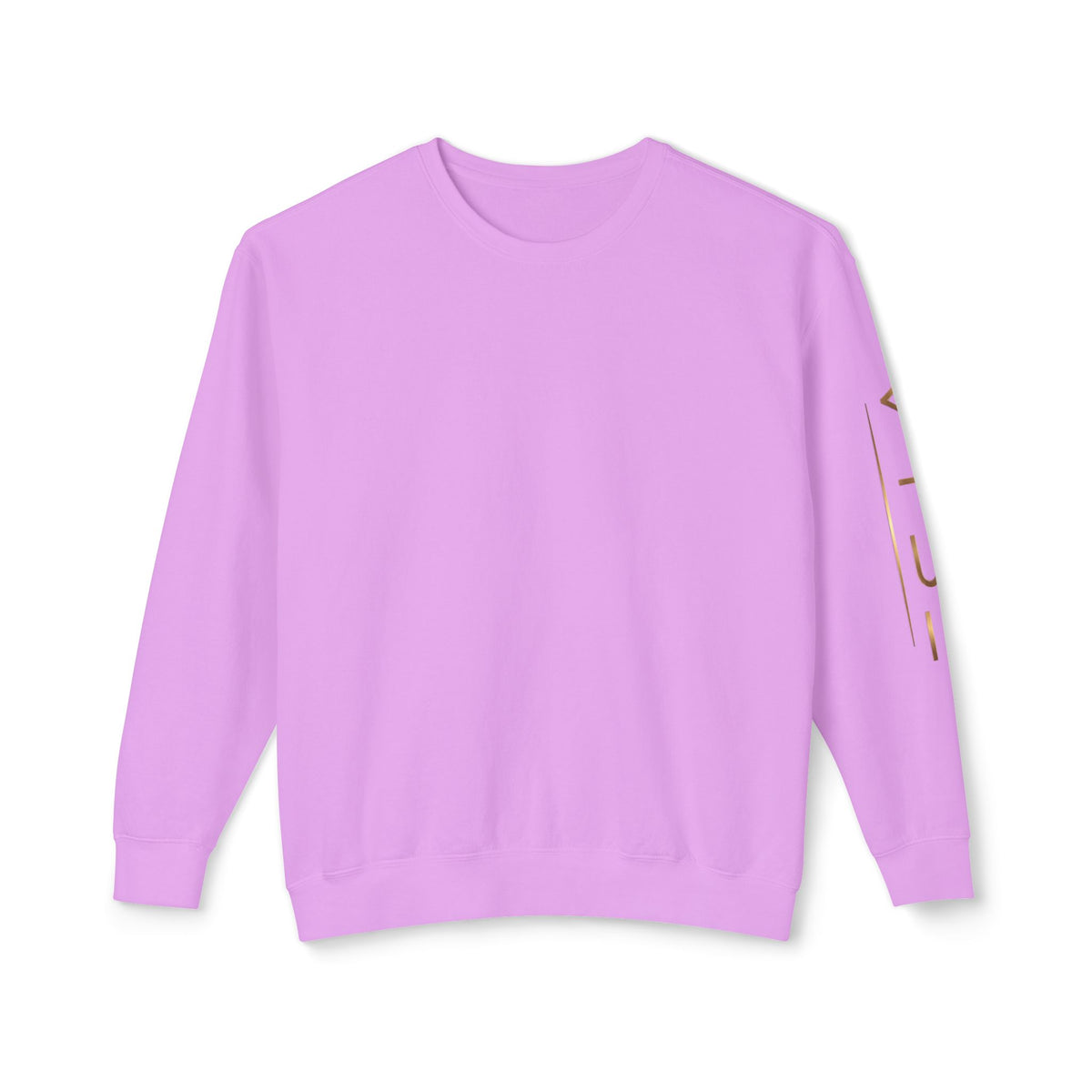 Minimalist White Crewneck Sweatshirt with Gold Sleeve Script