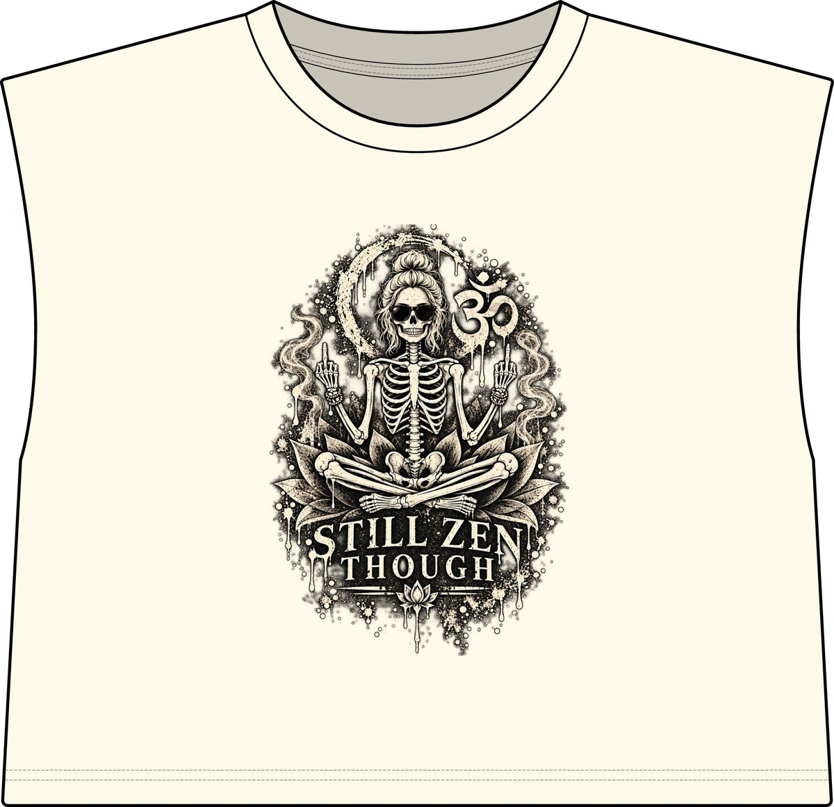 Women’s Muscle Tee — 'Still Zen Though' Skeleton Yoga Graphic