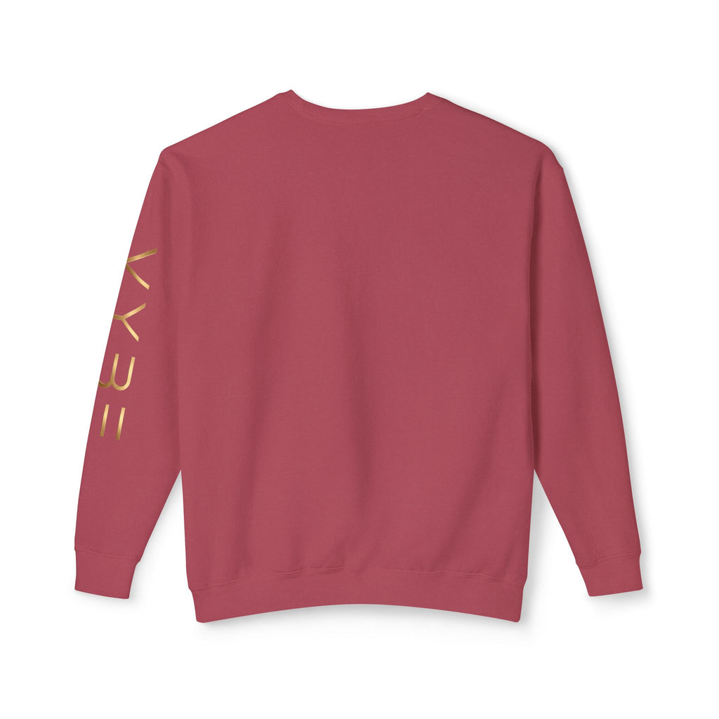 Minimalist White Crewneck Sweatshirt with Gold Sleeve Script
